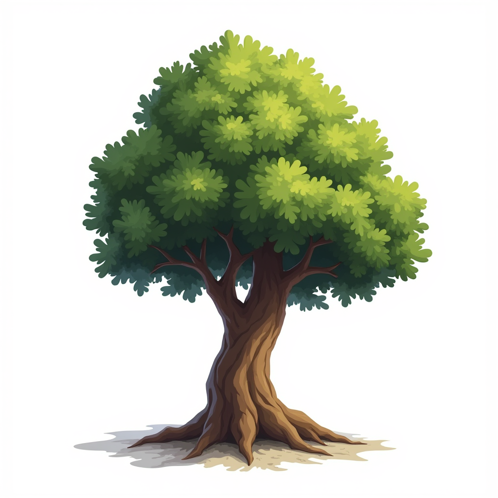 FLUX-generated concept art of a medieval oak tree