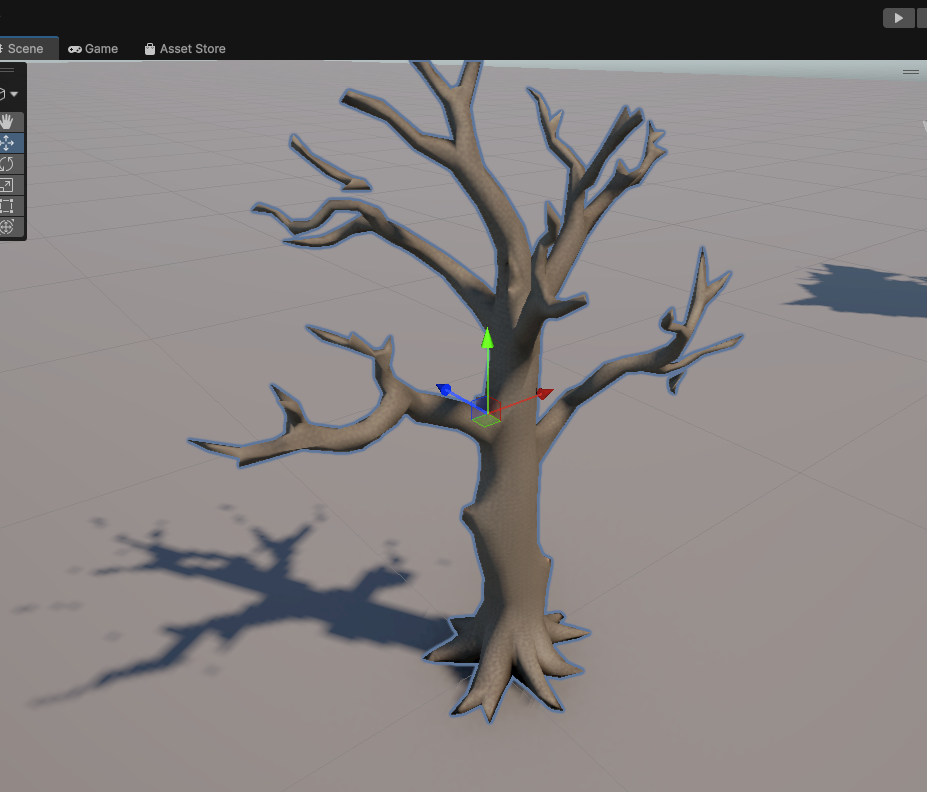 Bare trunk with a floating branch