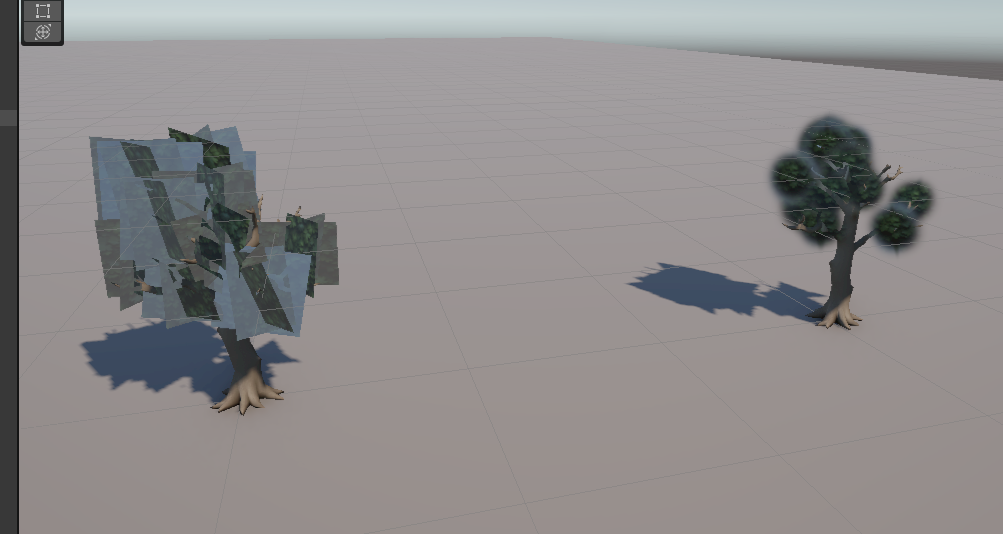 Two trees with weird leaf images sticking out